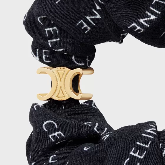 Scrunchy Rayure Bracelet In Brass With Gold Finish And Black Silk - | ^CELINE Cheap