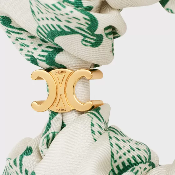 Scrunchy Triomphe Bracelet In Green And White Silk And Gold Finish - | ^CELINE Clearance