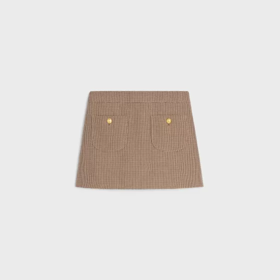 Chelsea Trapeze Mini Skirt In Houndstooth Wool - | ^CELINE Flash Sale