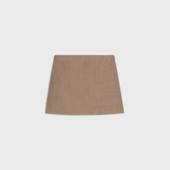 Chelsea Trapeze Mini Skirt In Houndstooth Wool - | ^CELINE Flash Sale