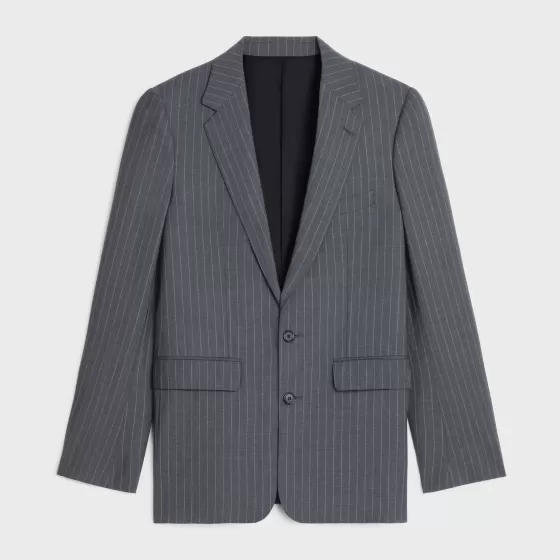 Classic Jacket In Striped Wool - | ^CELINE Outlet