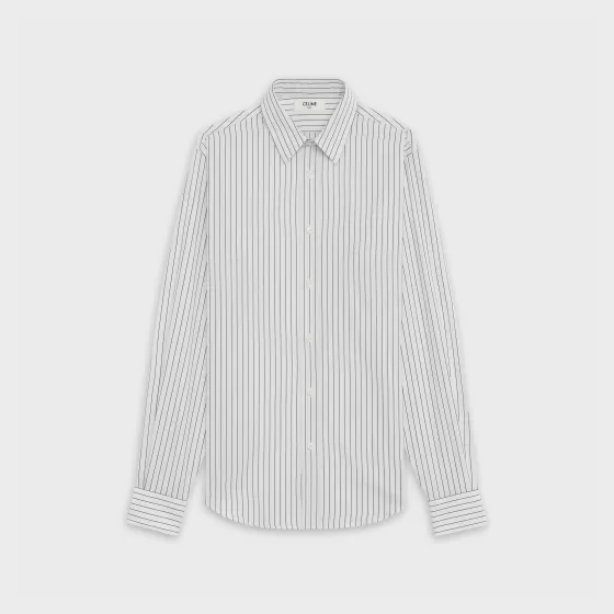 Classic Shirt In Striped Poplin - | ^CELINE New