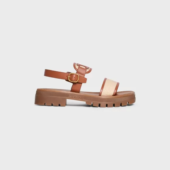 Clea Triomphe Sandal In Calfskin - Vegetal Tanning & Canvas - | ^CELINE Fashion