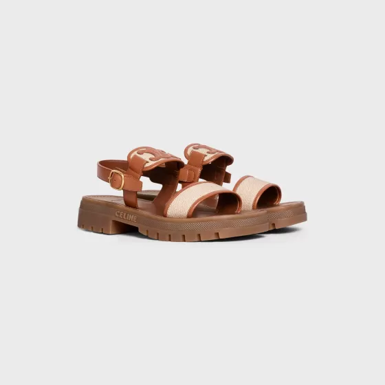 Clea Triomphe Sandal In Calfskin - Vegetal Tanning & Canvas - | ^CELINE Fashion