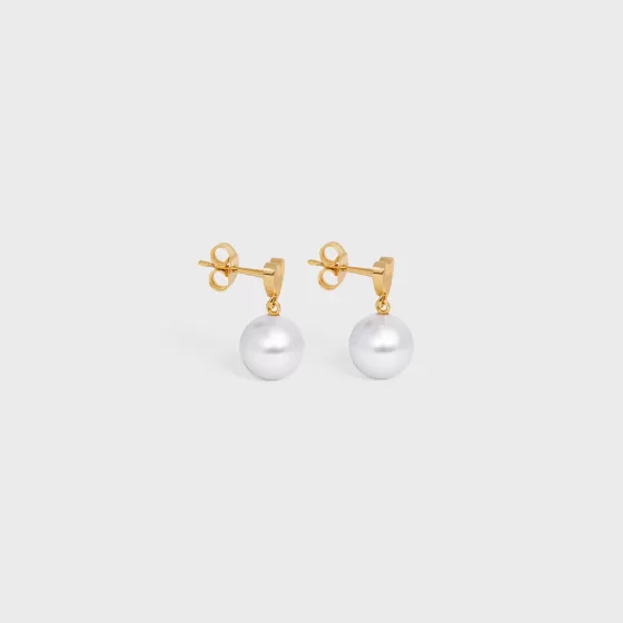 Coeur Earrings In Brass With Gold Finish And Glass Pearls - | ^CELINE Discount