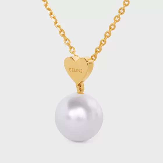 Coeur Necklace In Brass With Gold Finish And Glass Pearl - | ^CELINE Online