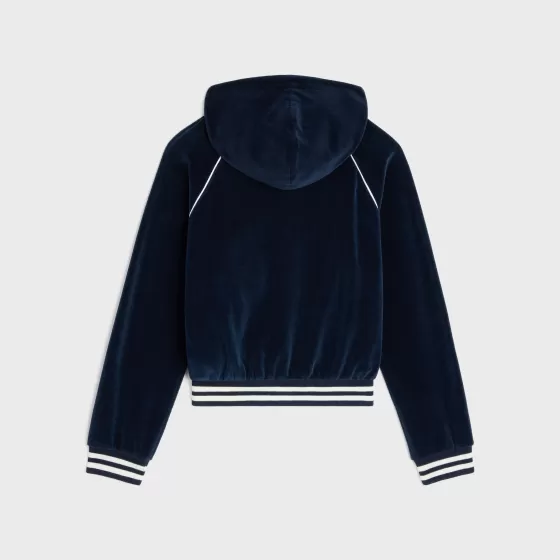 Cropped Hooded Jacket In Velvet Jersey - | ^CELINE Flash Sale