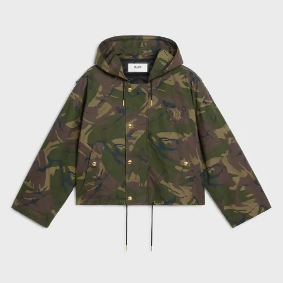 Cropped Parka In Camouflage Cotton - | ^CELINE Clearance