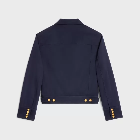 Cropped Saharienne Jacket In Diagonal Wool - | ^CELINE Discount