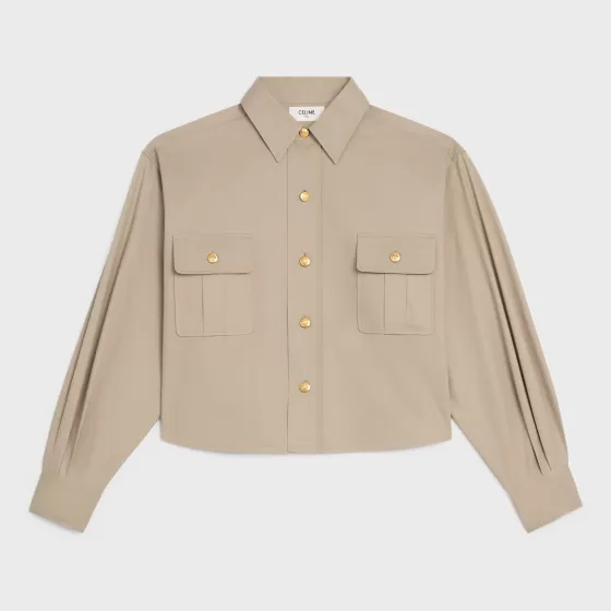 Cropped Shirt In Light Gabardine - | ^CELINE Online