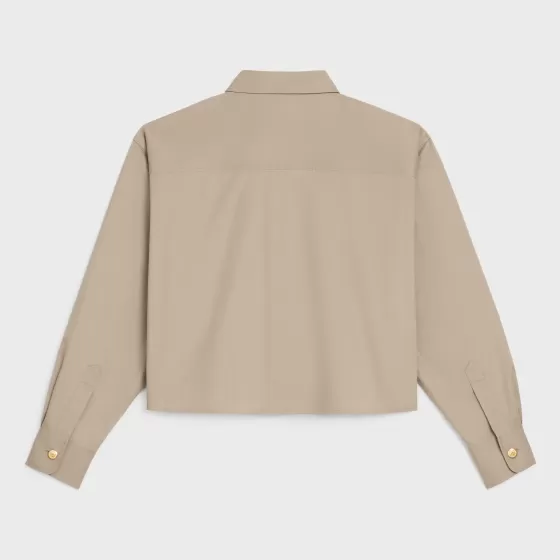 Cropped Shirt In Light Gabardine - | ^CELINE Online