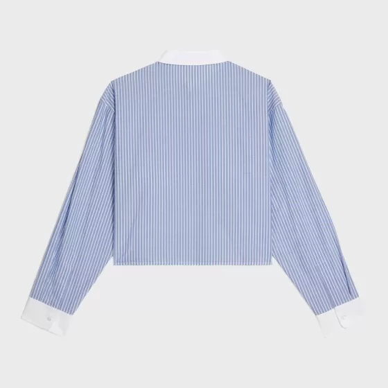 Cropped Shirt In Striped Cotton - | ^CELINE New