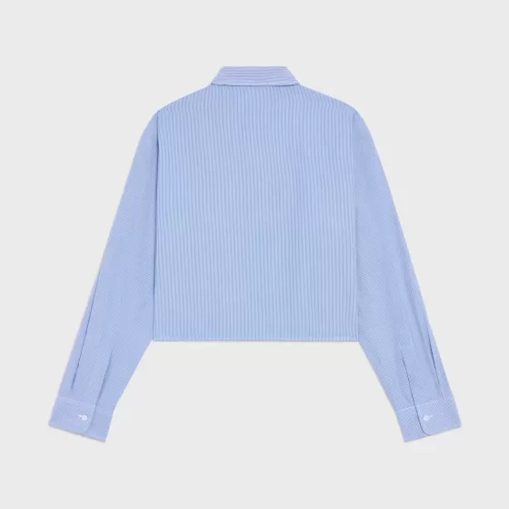 Cropped Shirt In Striped Poplin - | ^CELINE Hot