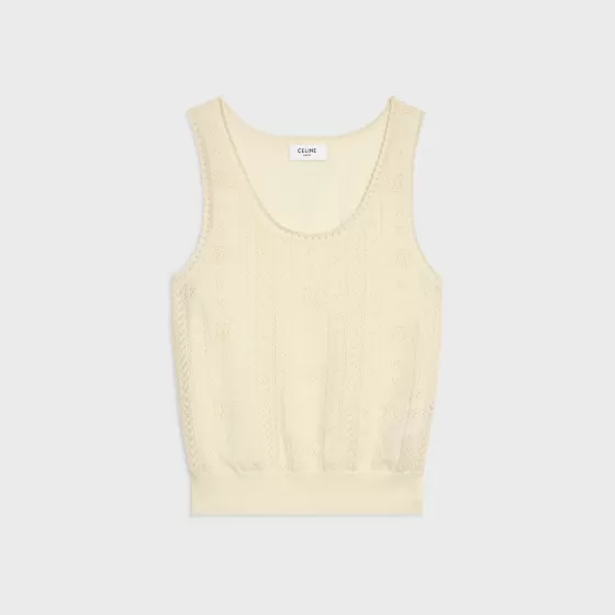 Cropped Tank Top In Pointelle Cotton - | ^CELINE Sale