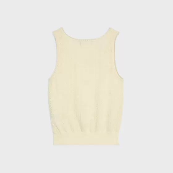 Cropped Tank Top In Pointelle Cotton - | ^CELINE Sale