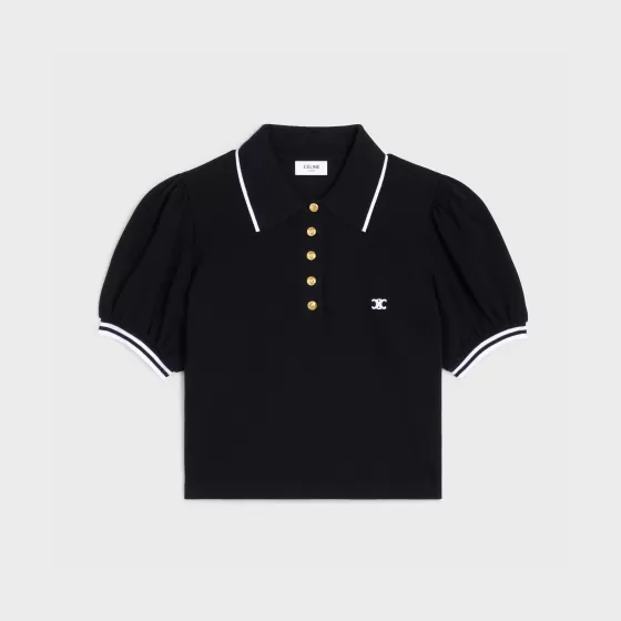 Cropped Triomphe Polo Shirt In Cotton Pique - | ^CELINE Best