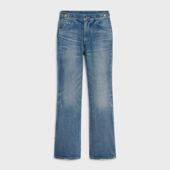 Dylan Flared Jeans With Signature In Denim - | ^CELINE Fashion