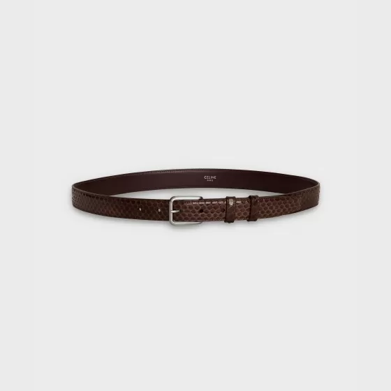 Elegant Belt With Square Buckle In Watersnake - | ^CELINE Shop