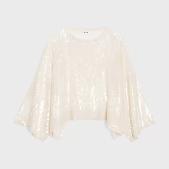 Embroidered Crop Top In Silk - | ^CELINE Best Sale