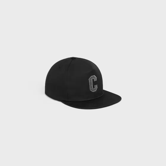 Embroidered Initial Snapback Cap In Cotton - | ^CELINE Store