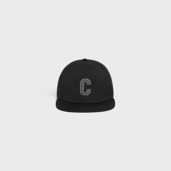 Embroidered Initial Snapback Cap In Cotton - | ^CELINE Store