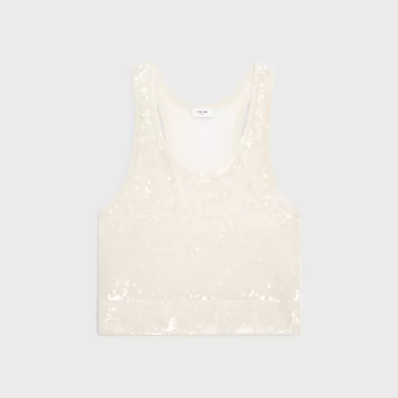 Embroidered Tank Top In Silk - | ^CELINE Best Sale