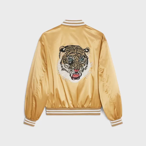 Embroidered Tiger Teddy Jacket In Satin-Finish Nylon - | ^CELINE Best Sale