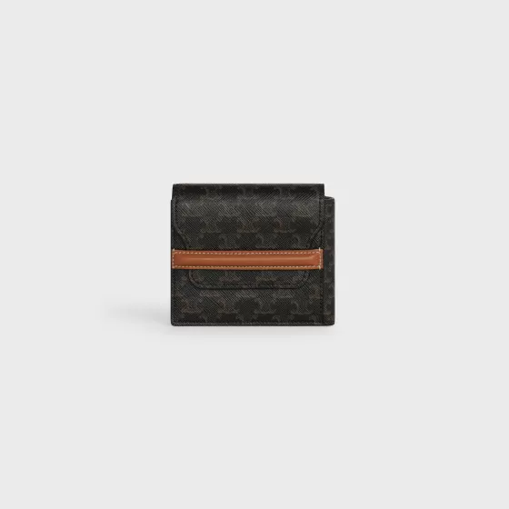 Flap Origami Wallet In Triomphe Canvas And Lambskin - | ^CELINE New