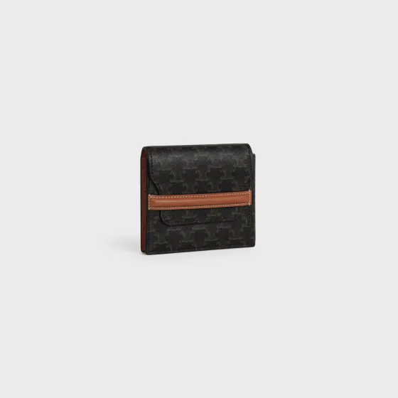 Flap Origami Wallet In Triomphe Canvas And Lambskin - | ^CELINE New