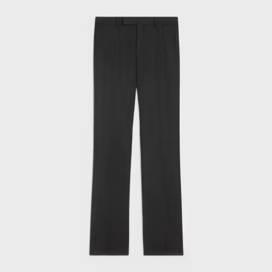 Flared Cropped Pants In Striped Wool - | ^CELINE Cheap