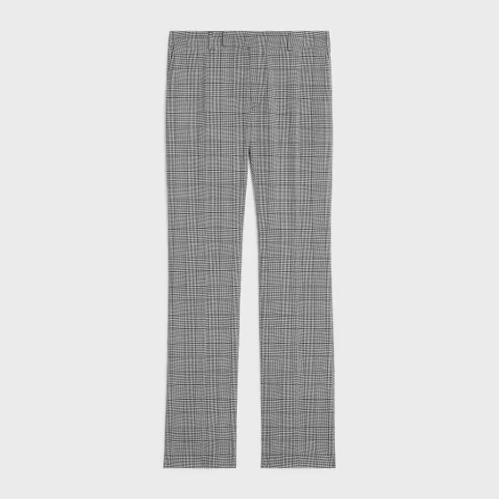 Flared Pants In Checked Wool - | ^CELINE Best Sale