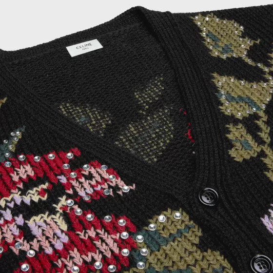 Floral Embroidered Cardigan In Wool - | ^CELINE Flash Sale