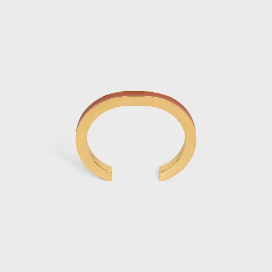 Formes Simples Leather Cuff In Brass With Gold Finish And Calfskin - | ^CELINE Discount