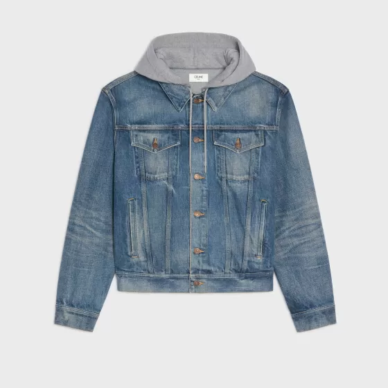 Hooded Trucker Jacket In Denim - | ^CELINE Flash Sale