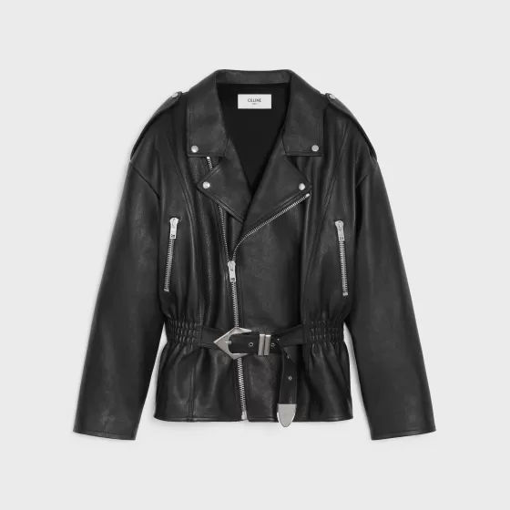 Horse Belted Biker Jacket In Buffalo Leather - | ^CELINE Outlet