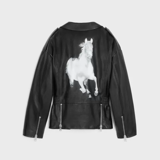 Horse Belted Biker Jacket In Buffalo Leather - | ^CELINE Outlet