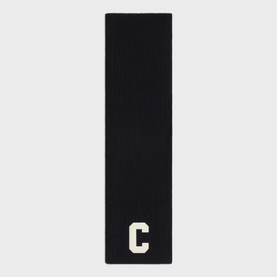 Initial Scarf In Ribbed Wool - | ^CELINE Discount