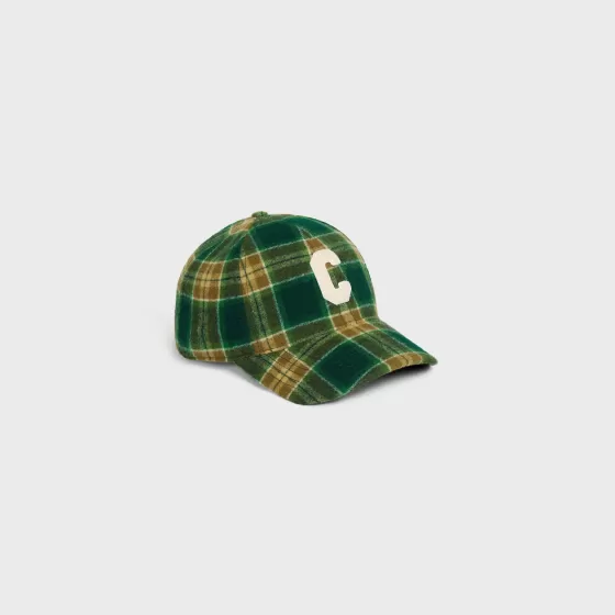 Initial Snapback Cap In Checked Wool - | ^CELINE Best