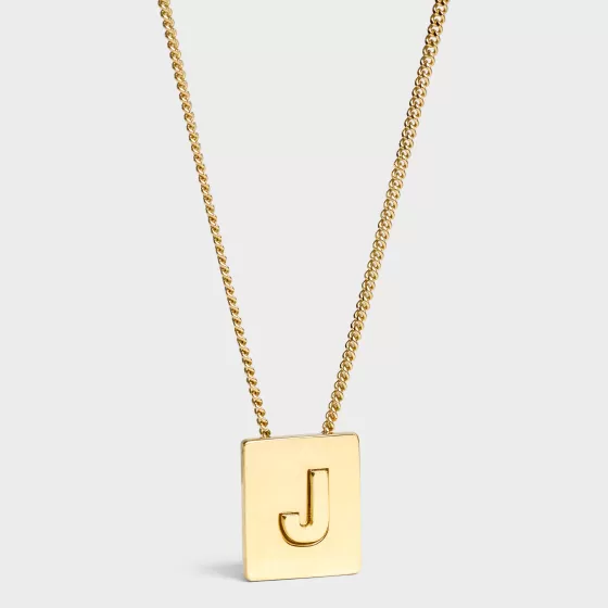 J Necklace - Alphabet J Necklace In Brass With Finish | ^CELINE Cheap