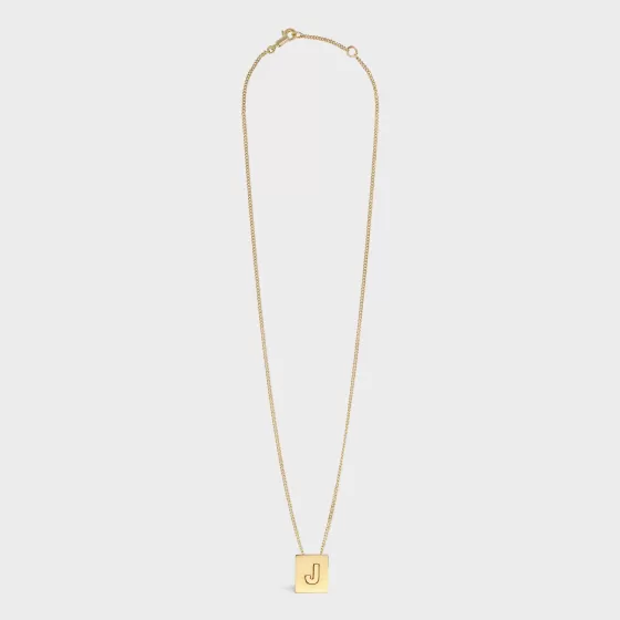 J Necklace - Alphabet J Necklace In Brass With Finish | ^CELINE Cheap