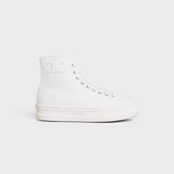 Jane Mid Lace-Up Sneaker In Canvas And Calfskin - | ^CELINE Online