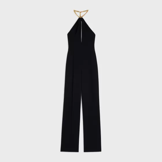 Jumpsuit With Chain Collar In Crepe Satin - | ^CELINE New