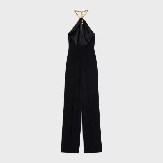 Jumpsuit With Chain Collar In Crepe Satin - | ^CELINE New