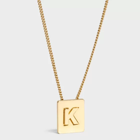 K Necklace - Alphabet K Necklace In Brass With Finish | ^CELINE Hot