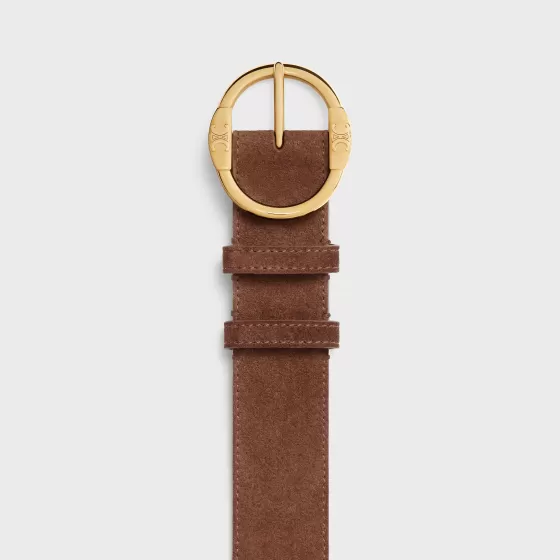 Large 35Mm Twin Triomphe Belt In Suede Calfskin - | ^CELINE Shop