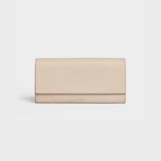 Large Flap Wallet In Grained Calfskin - | ^CELINE Fashion