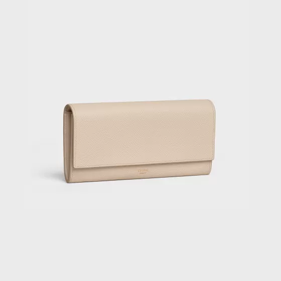 Large Flap Wallet In Grained Calfskin - | ^CELINE Fashion