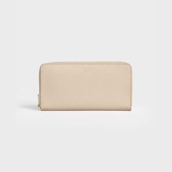 Large Zipped Wallet In Grained Calfskin - | ^CELINE Store