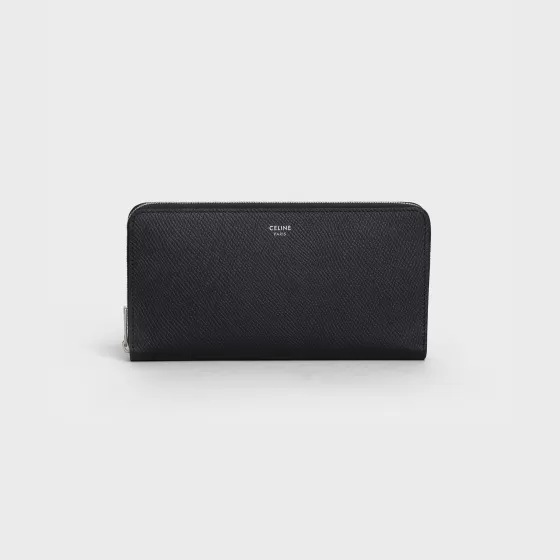 Large Zipped Wallet In Grained Calfskin - | ^CELINE New