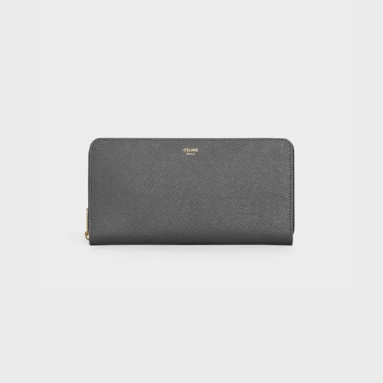 Large Zipped Wallet In Grained Calfskin - | ^CELINE Store